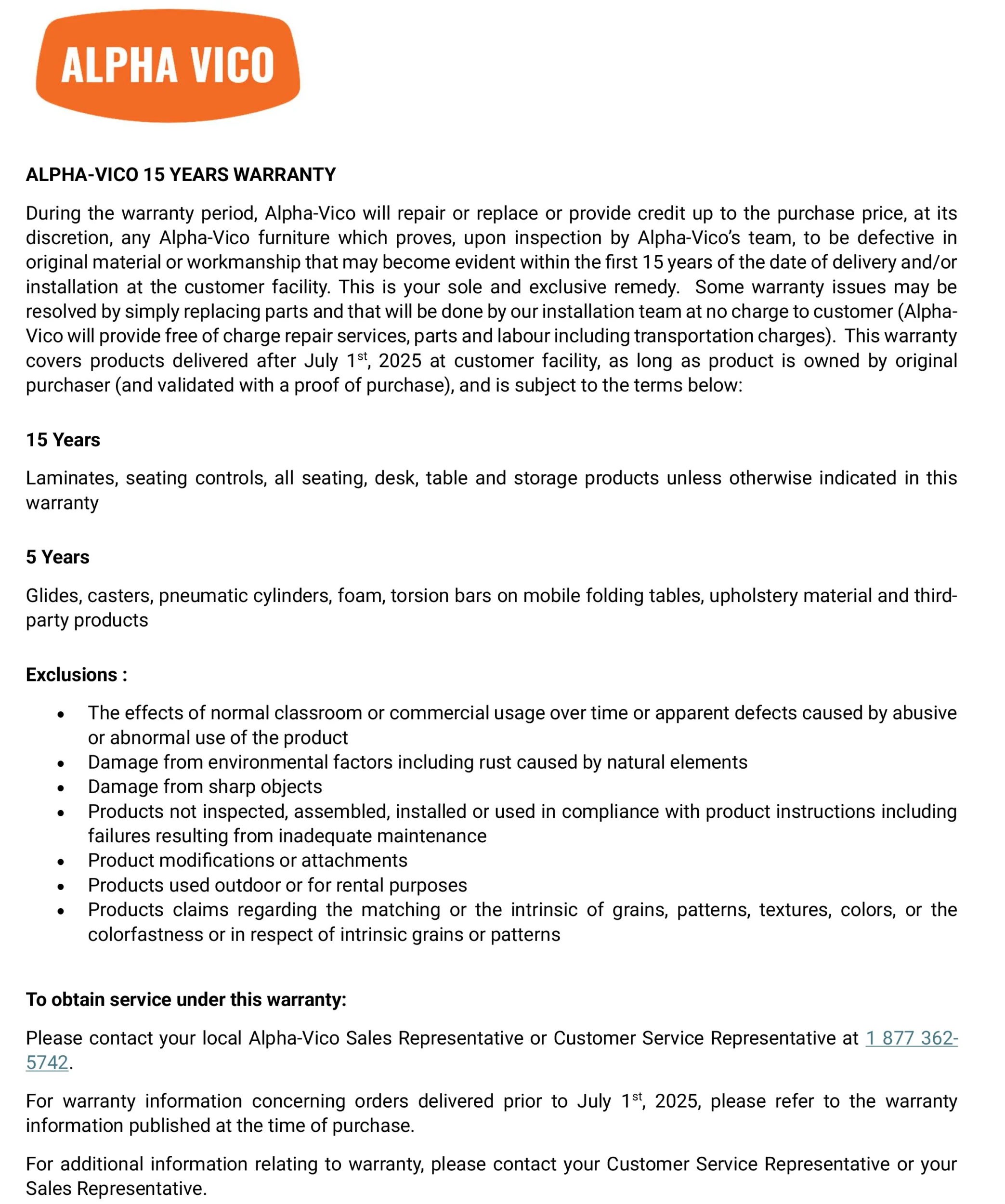 Alpha-Vico 15 Years Warranty-1